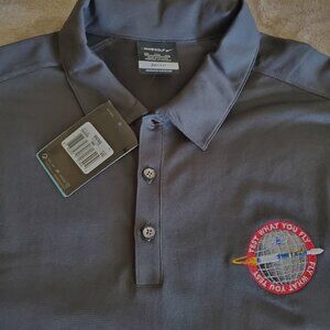 Nike Men's Charcoal Gray Polo Style Shirt with Delta Launch Logo, Size XXL- NWT